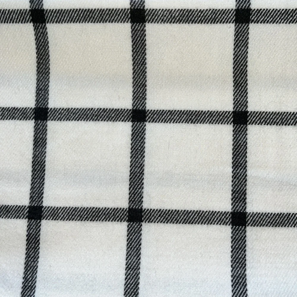 Winter white and black plaid wrap scarf